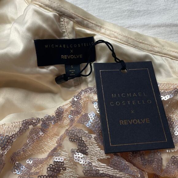 NWT Michael Costello x Revolve Fabian Sequin One Shoulder Mini Dress Sz Small - Picture 7 of 7
